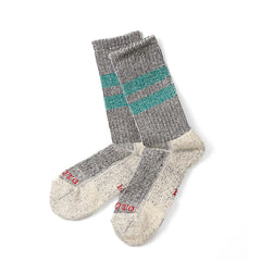 ROTOTO Pile Stripe Marl Socks Navy / Sea Green - Parasol Store