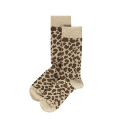 ROTOTO Womens Leopard Pattern Merino Socks Light Beige / Brown - Parasol Store