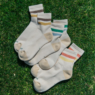 ROTOTO Womens Retro Athletic Ankle Socks Coral / Light Yellow