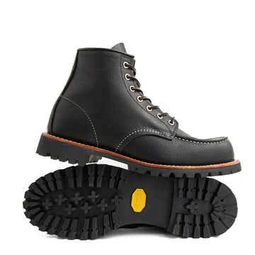 Red Wing Roughneck Moc Toe Work Boots Black Oil Slick
