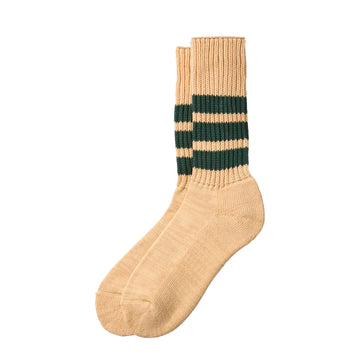 RoToTo Coarse Ribbed Crew Socks College Colors Vintage Orange / Dark Green