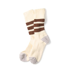 RoToTo Coarse Ribbed Oldschool Crew Socks Brown