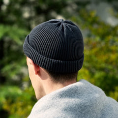 RoToTo Cotton Roll Up Beanie Dark Brown