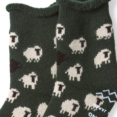 RoToTo Pile Room Socks Sheep Dark Green