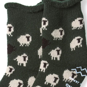 RoToTo Pile Room Socks Sheep Dark Green