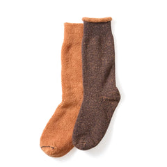 RoToTo Reversible Pile Socks Faded Black / Light Orange