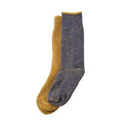 RoToTo Reversible Pile Socks Navy Blue / Gold