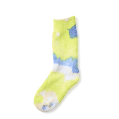 RoToTo Tie Dye Pile Socks Lime / Blue