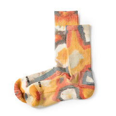 Rototo Allrounder Merino Crew Tie Dye Socks Yellow / Red - Parasol Store