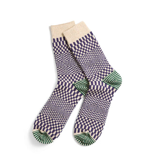 Rototo Checkerboard Sock Blueberry - Parasol Store