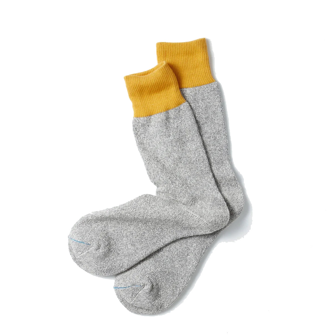 Rototo Double Face Crew Sock Dark Yellow / Grey - Parasol Store