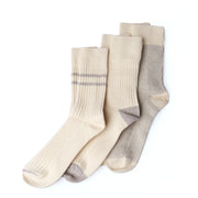 Rototo Recycle Cotton / Wool Daily 3 Pack Socks Off White / Gray - Parasol Store