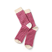 Rototo Womens Gingham Sock Pink / Black - Parasol Store