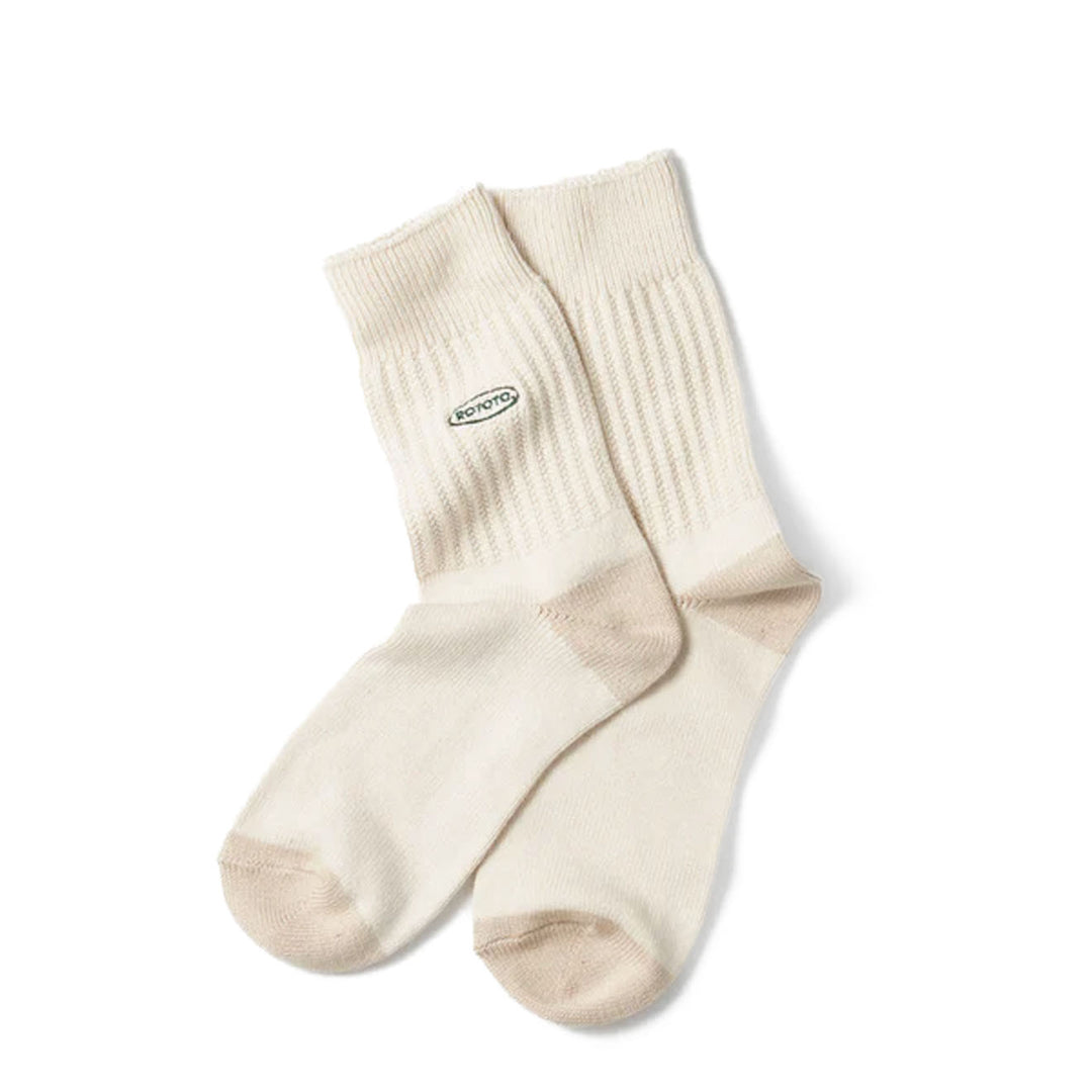 Rototo Womens Multi Stripe Sock Ivory - Parasol Store