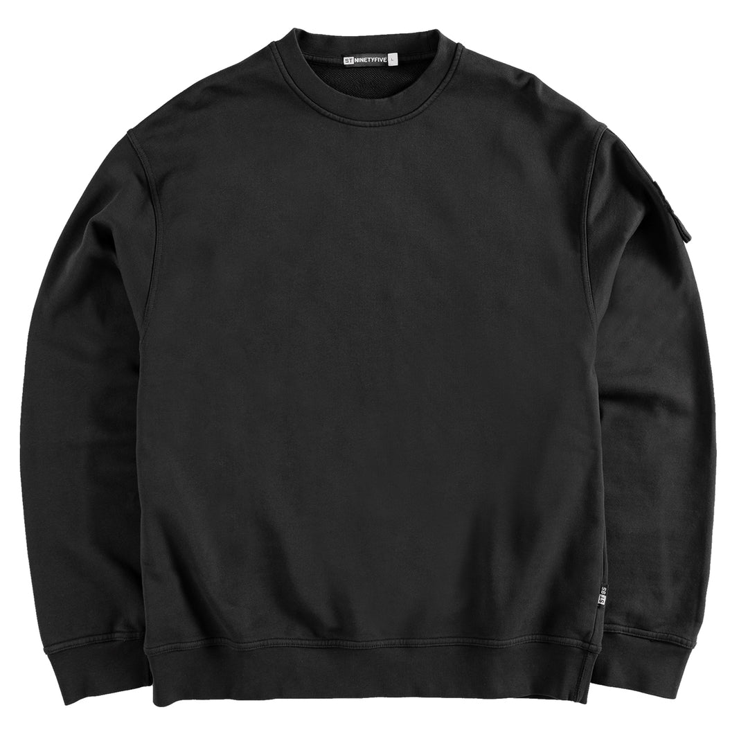 ST95 Luna Nucleo Oversized Crew Sweatshirt Black - Parasol Store