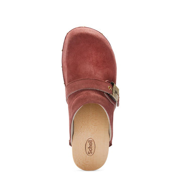 Scholl Pescura Clog 50 Wood Sandals Brick Red - Parasol Store