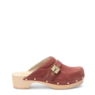 Scholl Pescura Clog 50 Wood Sandals Brick Red - Parasol Store