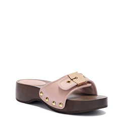 Scholl Womens Pescura Heel Wood Sandals Antique Pink