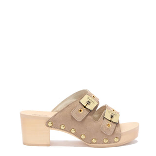 Scholl Womens Pescura Ibiza 2 Straps Wood Sandals Dark Beige