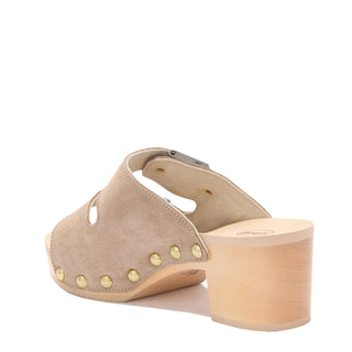 Scholl Womens Pescura Ibiza 2 Straps Wood Sandals Dark Beige