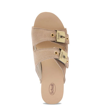 Scholl Womens Pescura Ibiza 2 Straps Wood Sandals Dark Beige