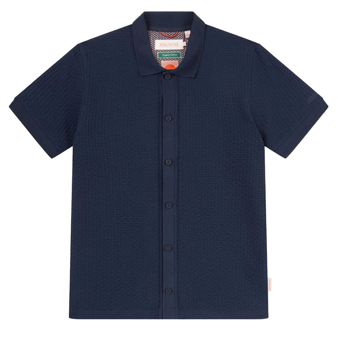 Sealskinz Stokesby SS Button Through Jacquard Polo Shirt Navy - Parasol Store