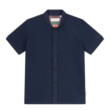 Sealskinz Stokesby SS Button Through Jacquard Polo Shirt Navy