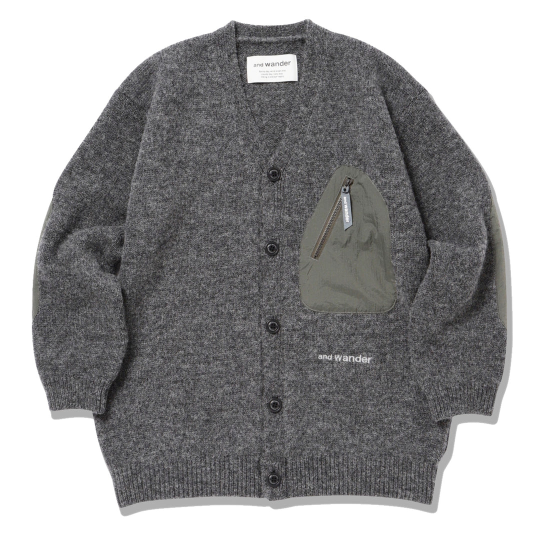 And Wander Shetland Wool Cardigan Gray And Wander