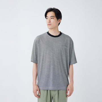 Snow Peak Summer Wool Stripe T-Shirt Black