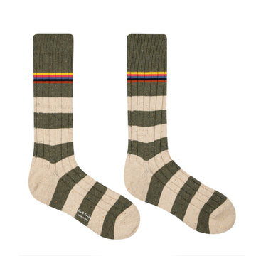Paul Smith Sock Devon Brown Stripe / Cream - Parasol Store