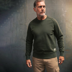 &Sons Finch Saddle Sleeve Sweat Forest Green - Parasol Store