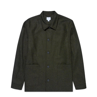Sunspel British Wool Twin Pocket Jacket Drill Green