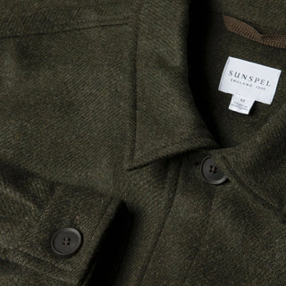 Sunspel British Wool Twin Pocket Jacket Drill Green