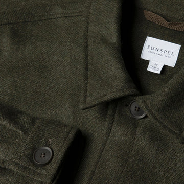 Sunspel British Wool Twin Pocket Jacket Drill Green