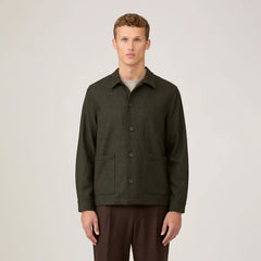 Sunspel British Wool Twin Pocket Jacket Drill Green - Parasol Store