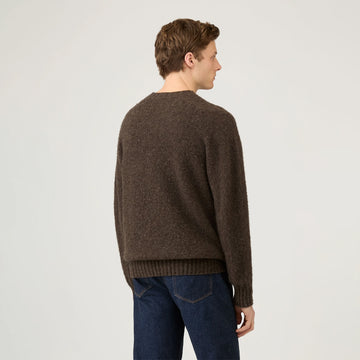 Sunspel Brushed Shetland Crew Neck Bark - Parasol Store
