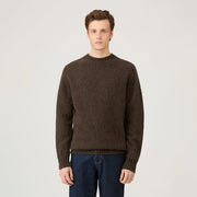 Sunspel Brushed Shetland Crew Neck Bark - Parasol Store