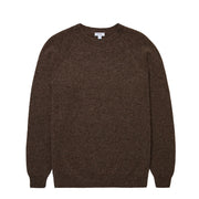 Sunspel Brushed Shetland Crew Neck Bark - Parasol Store