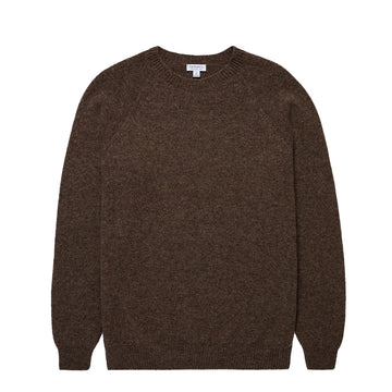 Sunspel Brushed Shetland Crew Neck Bark - Parasol Store