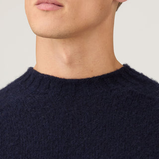 Sunspel Brushed Shetland Crew Neck Navy - Parasol Store