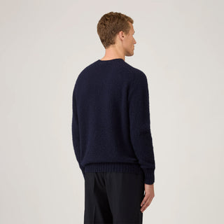 Sunspel Brushed Shetland Crew Neck Navy - Parasol Store