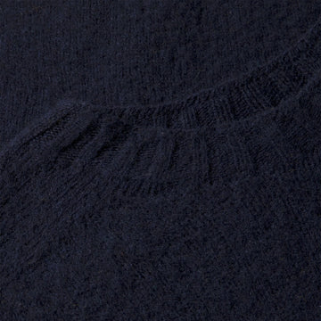 Sunspel Brushed Shetland Crew Neck Navy - Parasol Store
