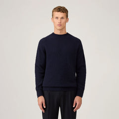 Sunspel Brushed Shetland Crew Neck Navy - Parasol Store