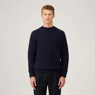Sunspel Brushed Shetland Crew Neck Navy - Parasol Store
