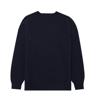 Sunspel Brushed Shetland Crew Neck Navy - Parasol Store