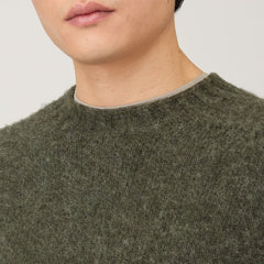 Sunspel Brushed Shetland Crew Neck Sea Moss - Parasol Store