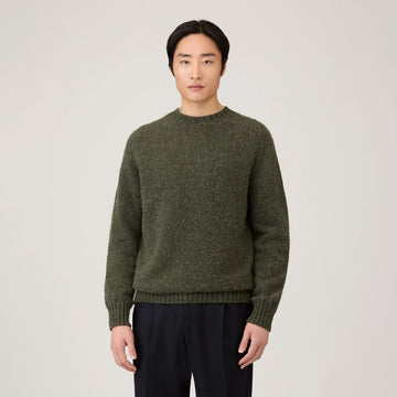 Sunspel Brushed Shetland Crew Neck Sea Moss - Parasol Store