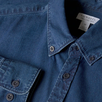 Sunspel Button Down Shirt Indigo - Parasol Store