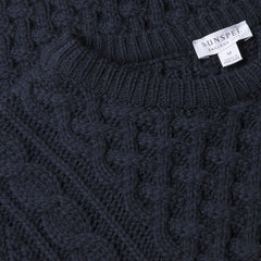 Sunspel Cable Jumper Navy - Parasol Store