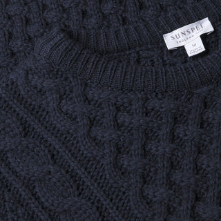 Sunspel Cable Jumper Navy - Parasol Store